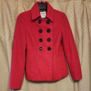 Red Wool Pea Coat XS